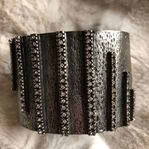 Metal Cuff Bracelet with Diamonds